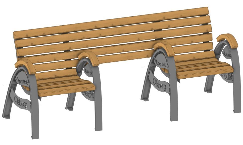 Bank Pieper Flow mit Rollatorstellplatz Douglasie kdi grün