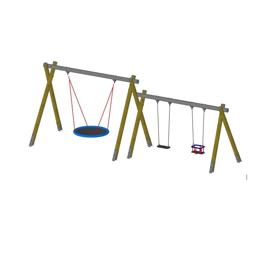 Schaukelbock-Kombination Schaukelbalken Stahlrohr verzinkt